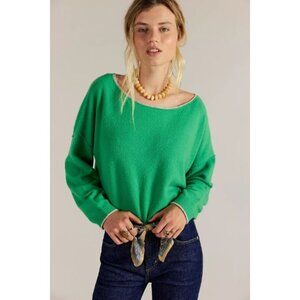 NWT FREE PEOPLE See Me Pullover - Color: Bright Green Combo